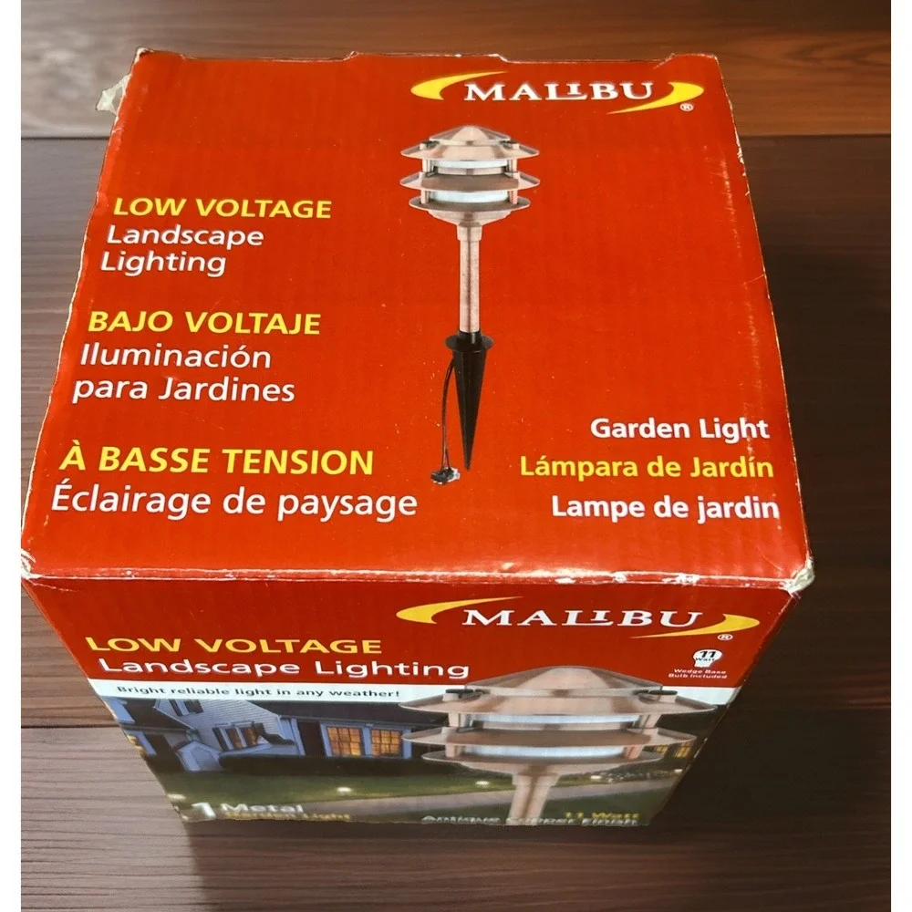 Malibu Landscape Lighting Garden Light Metal Antique Copper 11 Watt Open Box One